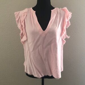 Maven West Pink Ruffled Sleeveless Blouse